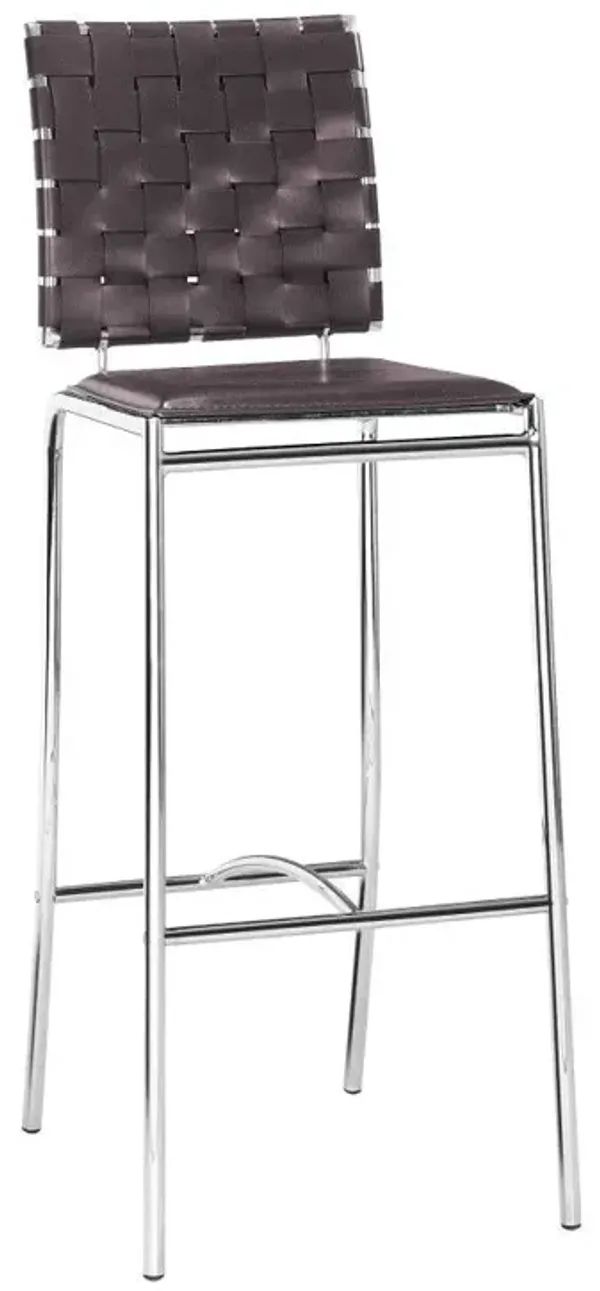 Steel Low Back Bar Height Bar Chairs (Set of 2) - Espresso And Silver