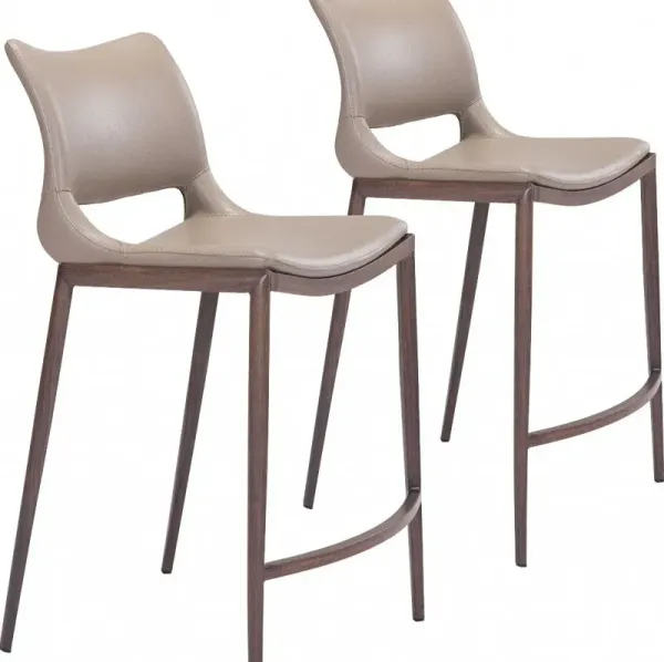 Steel Low Back Bar Chairs (Set of 2) - Gray And Brown