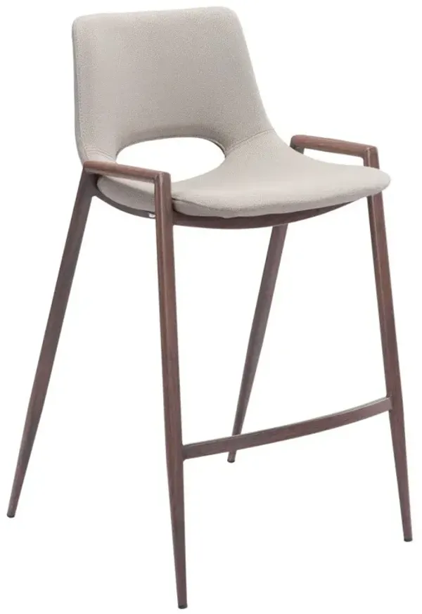 Steel Low Back Counter Height Bar Chairs (Set of 2) - Beige And Brown
