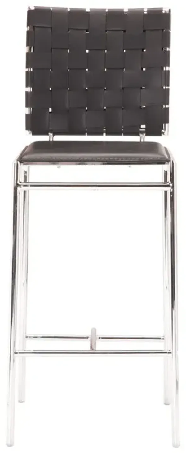 Steel Low Back Counter Height Bar Chairs (Set of 2) - Black And Silver