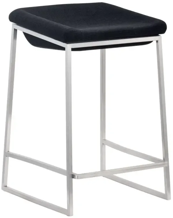 Stainless Steel Swivel Backless Counter Height Bar Chairs (Set of 2) - Black And Gray