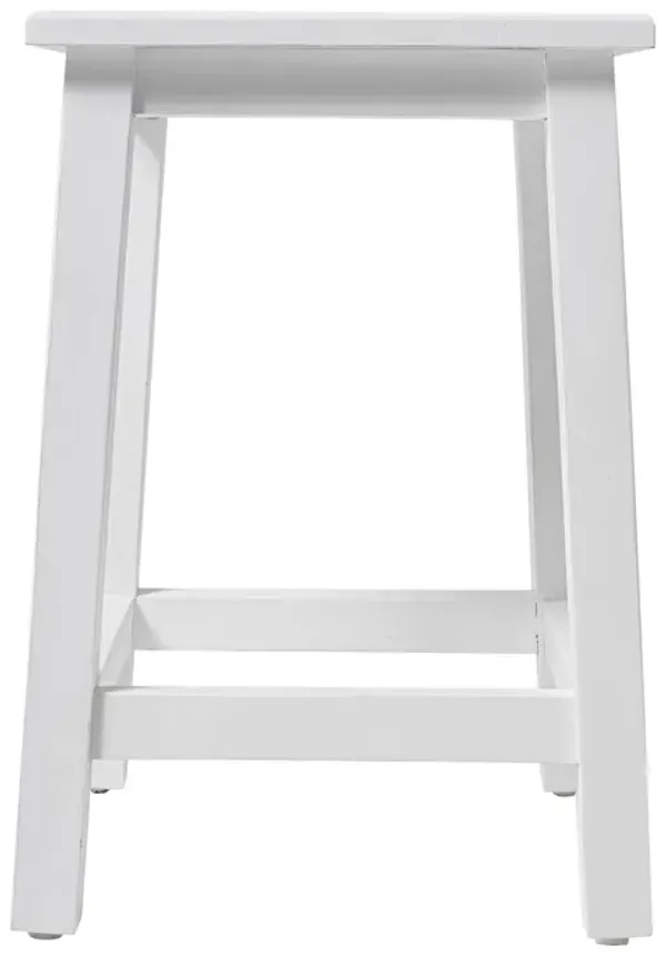 Solid Wood Backless Bar Chair - White