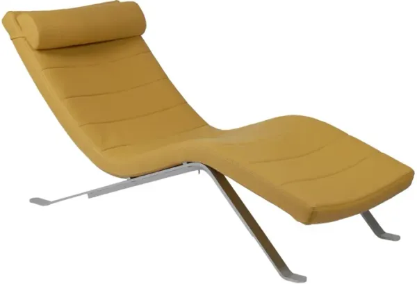 Faux Leather And Chrome Wavy Chaise Lounge Chair - Goldenrod