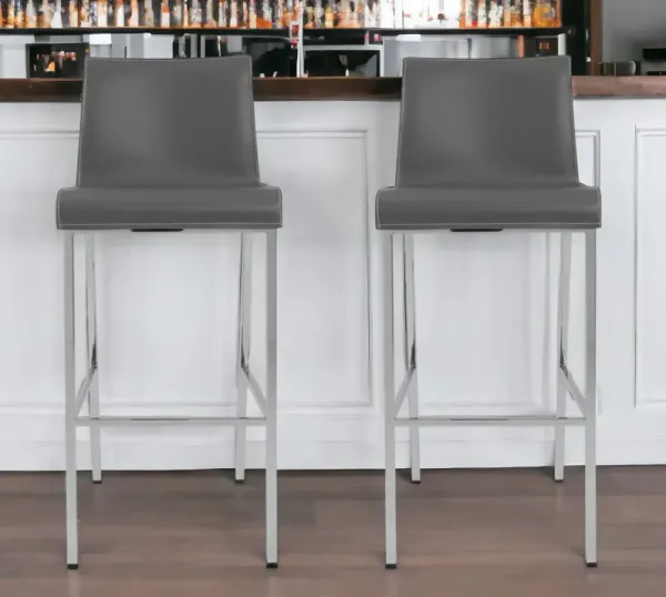 31" Steel Low Back Bar Height Bar Chairs (Set of 2) - Gray And Silver