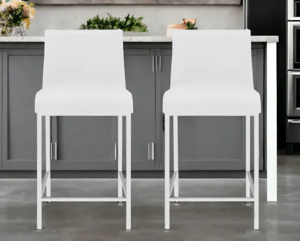 24" Steel Low Back Counter Height Bar Chairs (Set of 2) - White And Silver