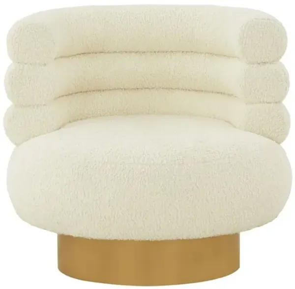 Modern Fabric Accent Chair - Cream And Gold