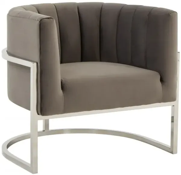 Glam Channel Tufted Velvet Accent Chair - Gray And Steel