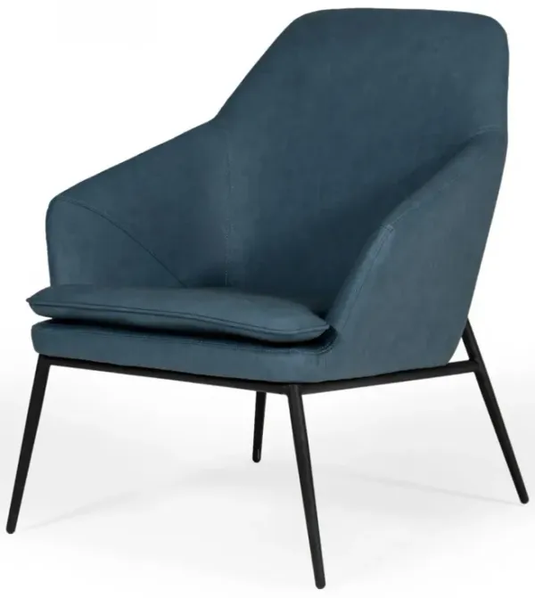 Faux Leather And Black Metal Modern Armchair - Dark Teal