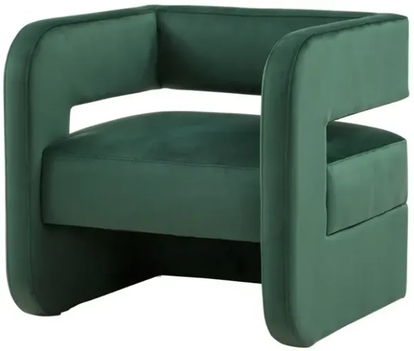 Modern Velvet U Shaped Chair - Green