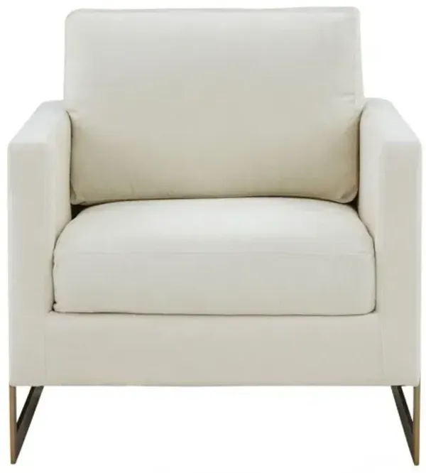 Upholstered Arm Chair - Cream And Gold