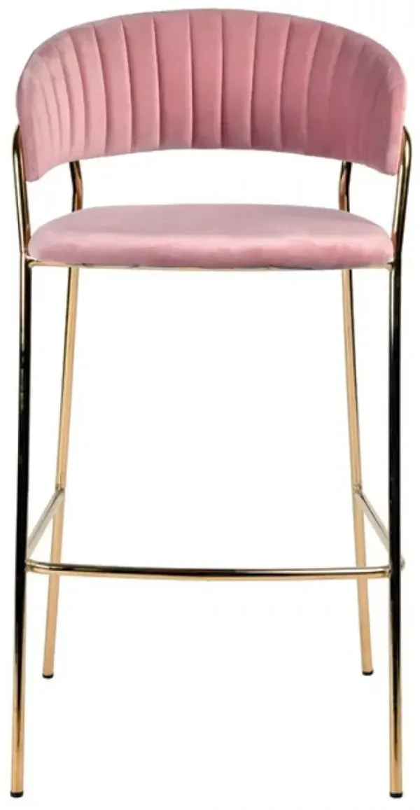Steel Low Back Bar Height Bar Chairs (Set of 2) - Pink And Gold
