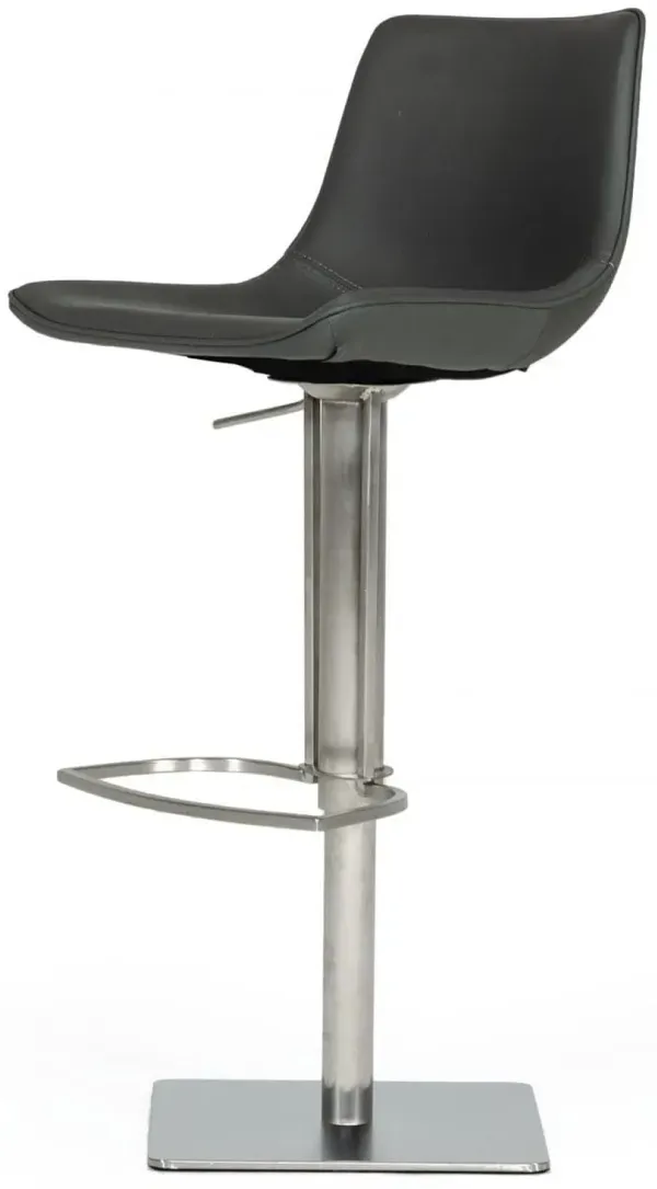 Faux Leather And Stainless Steel Swivel Low Back Bar Height Bar Chair - Gray And Silver