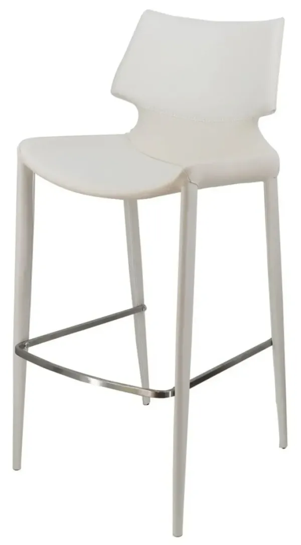 Faux Leather Low Back Bar Height Bar Chairs (Set of 2) - White