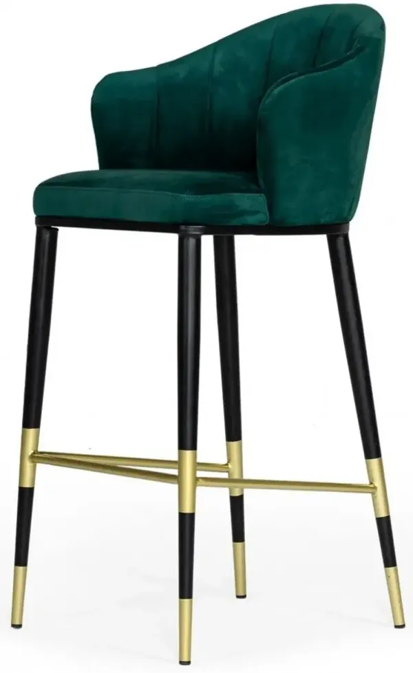 31" Steel Low Back Bar Height Bar Chair - Green And Black