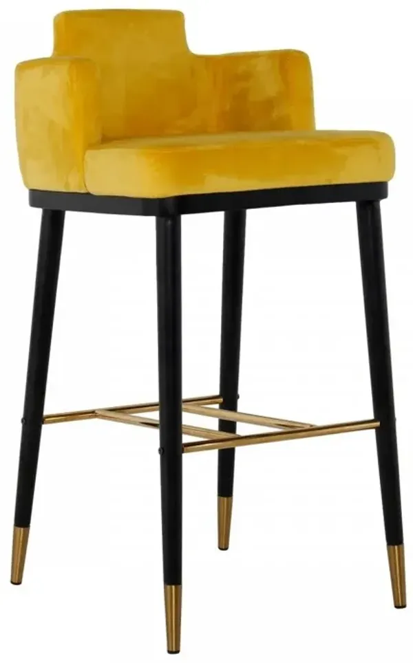 Velvet And Steel Low Back Bar Height Bar Chair - Yellow And Black