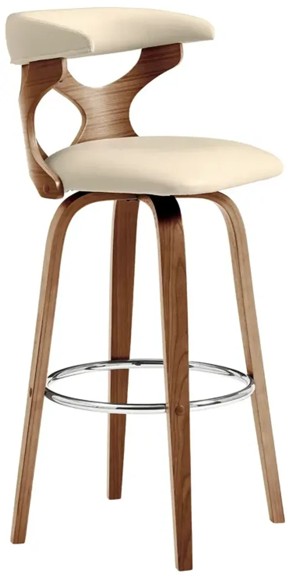 19" x 20" x 36" Faux Leather Swivel Counter Height Bar Chair - Cream And Brown