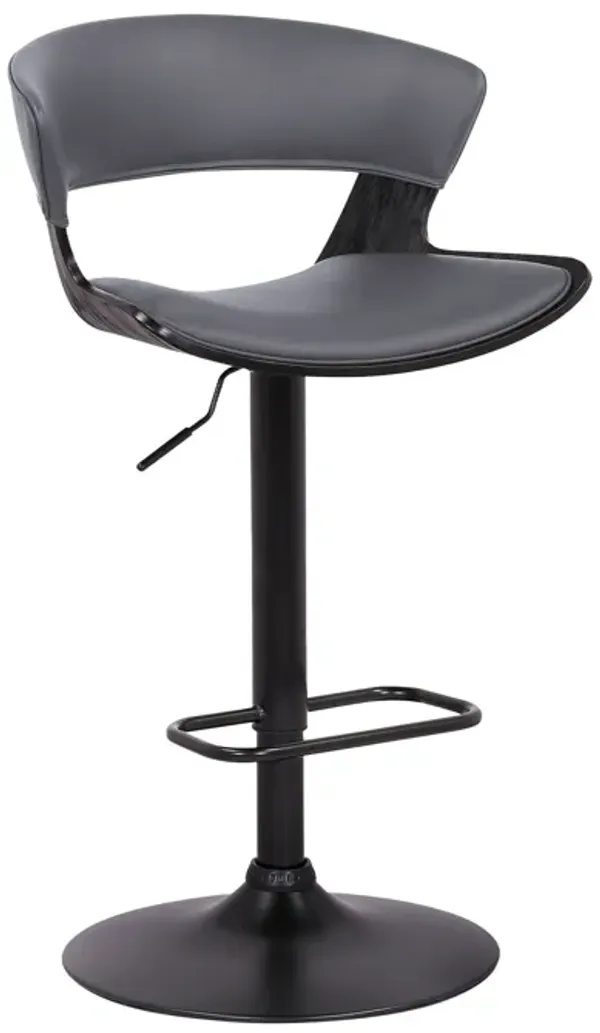 20" x 21" x 43" Iron Swivel Adjustable Height Bar Chair - Gray And Black