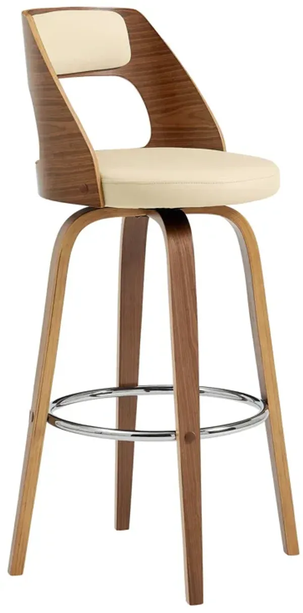Swivel Bar Height Bar Chair - Cream And Brown