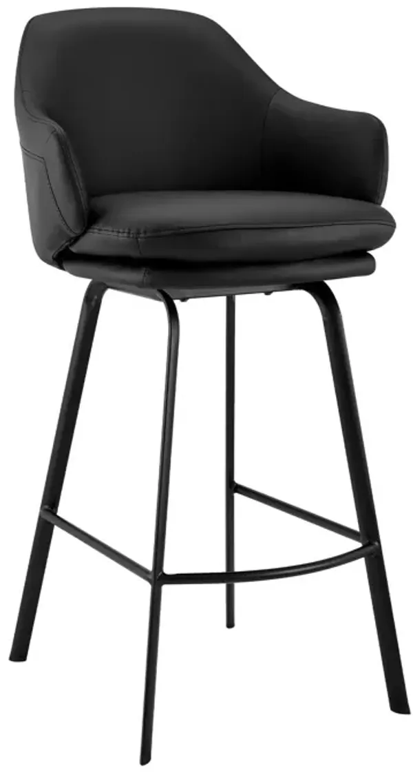 26" Iron Swivel Low Back Counter Height Bar Chair - Black