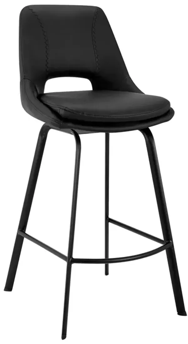 21" x 17" x 41" Iron Swivel Low Back Bar Height Bar Chair - Black