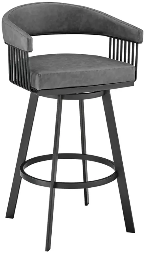 29" Iron Swivel Low Back Bar Height Bar Chair - Gray And Black