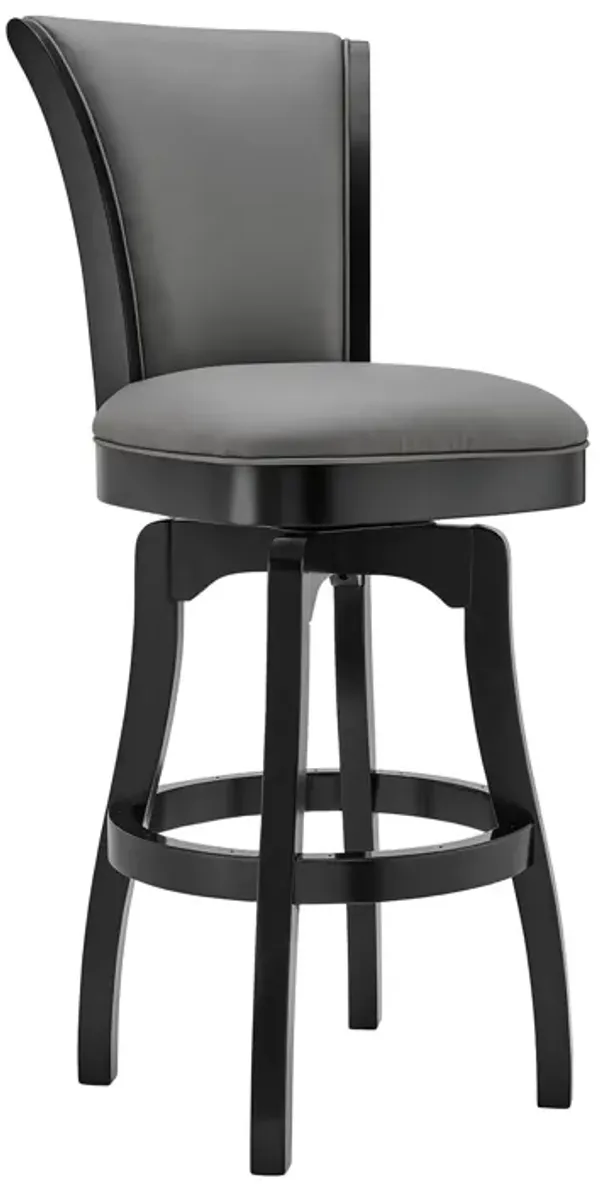 23" x 23" x 41" Faux Leather And Iron Swivel Counter Height Bar Chair - Gray And Black