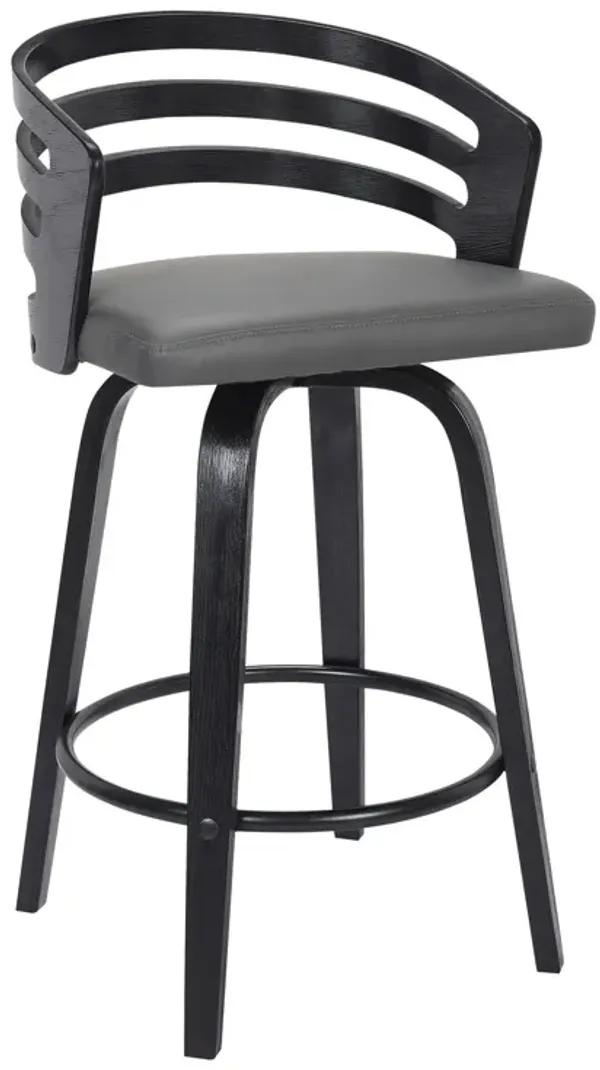 Iron Swivel Low Back Counter Height Bar Chair - Gray And Black