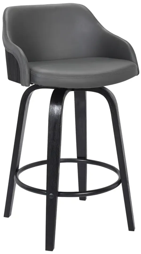 26" Iron Swivel Low Back Counter Height Bar Chair - Gray And Black