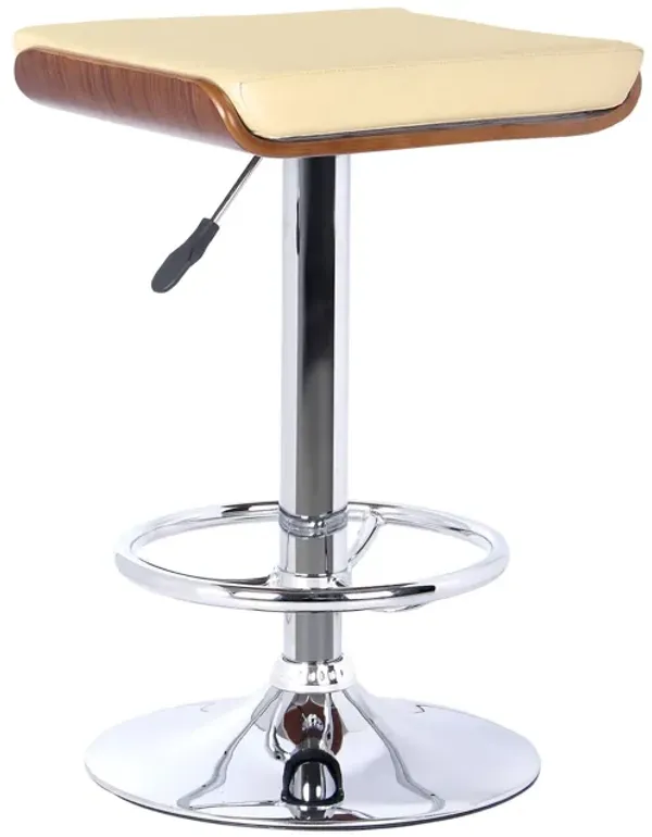 Iron Backless Adjustable Height Bar Chair - Cream And Silver