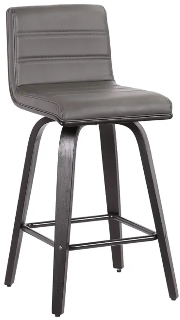 Fabric And Iron Low Back Counter Height Swivel Bar Chair - Gray And Black