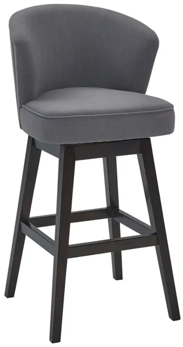 27" Solid Wood Swivel Low Back Counter Height Bar Chair - Gray And Espresso