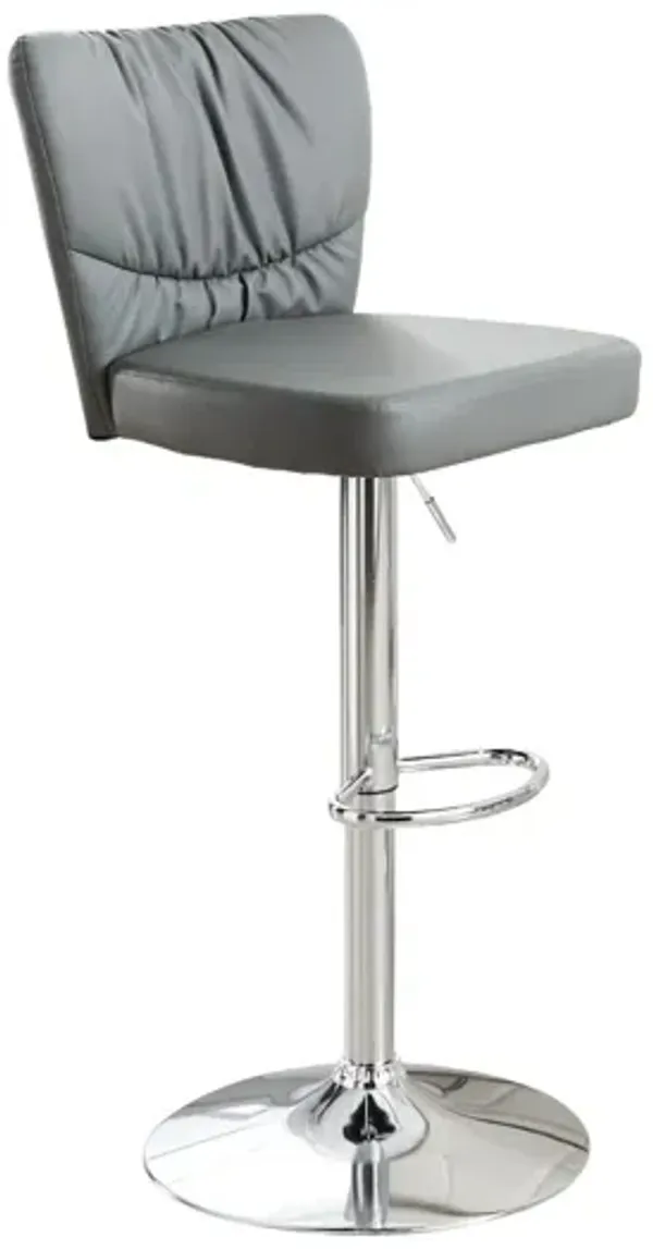 Faux Leather And Iron Swivel Low Back Bar Chairs (Set of 2) - Gray And Silver