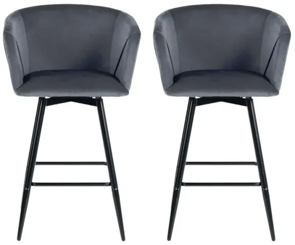 Velvet And Steel Bar Chairs (Set of 2) - Gray And Black
