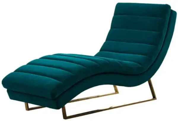 Tufted Velvet Solid Color Chaise Lounge Chair - Green And Silver
