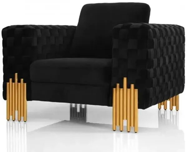 Velvet And Gold Art Deco Lounge Chair - Black