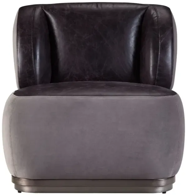 Velvet And Brown Solid Color Slipper Chair - Antique Slate Gray