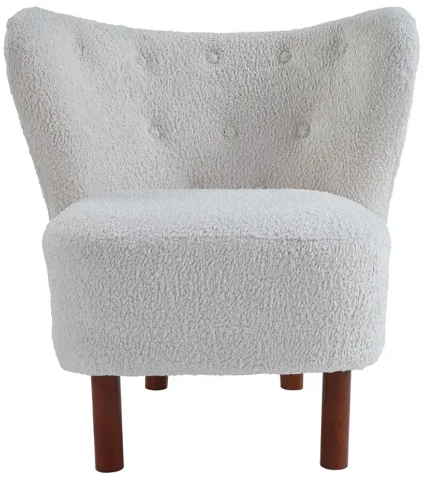 Sherpa And Brown Polka Dots Wingback Chair - White