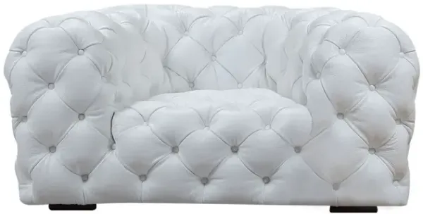 Top Grain Leather Tufted Chesterfield Chair - White And Black