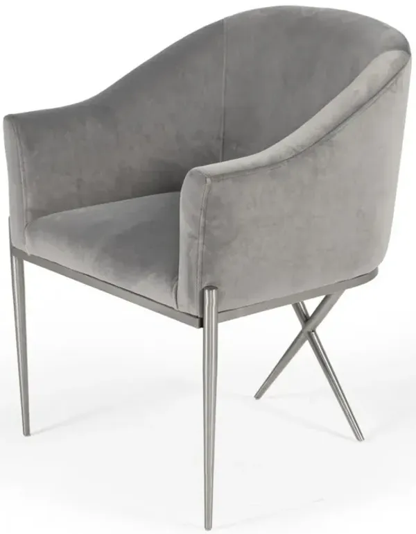 Velvet Solid Color Arm Chair - Gray And Silver