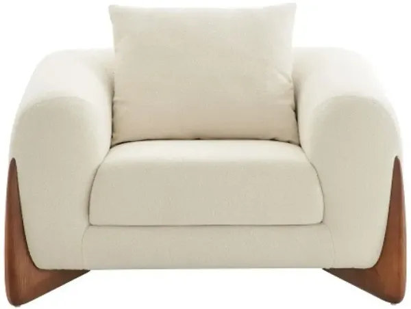 Sherpa Arm Chair - Cream And Wood Brown