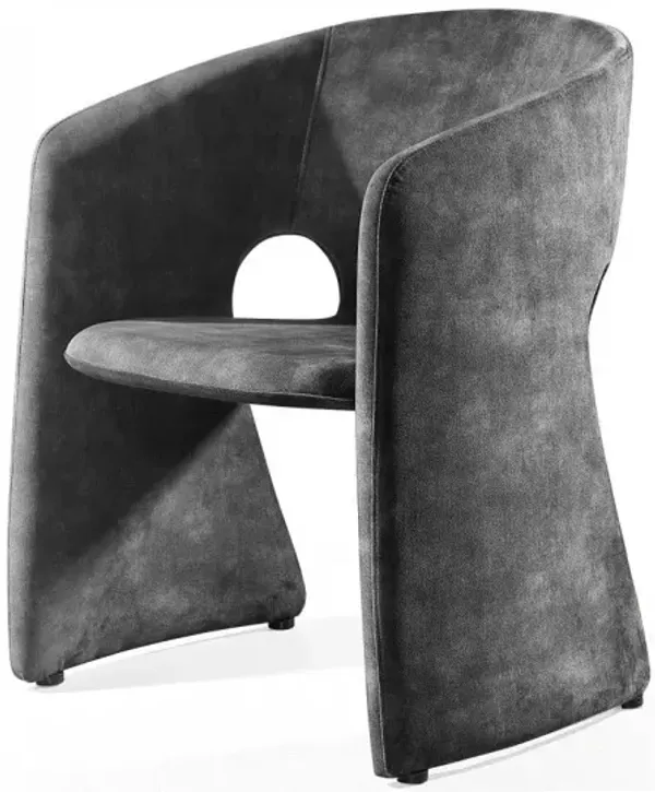 Velvet Solid Color Barrel Chair - Dark Gray
