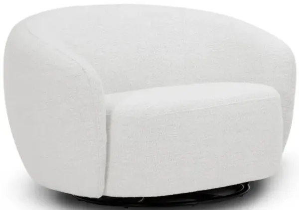100% Polyester Solid Color Swivel Barrel Chair - Off White And Black