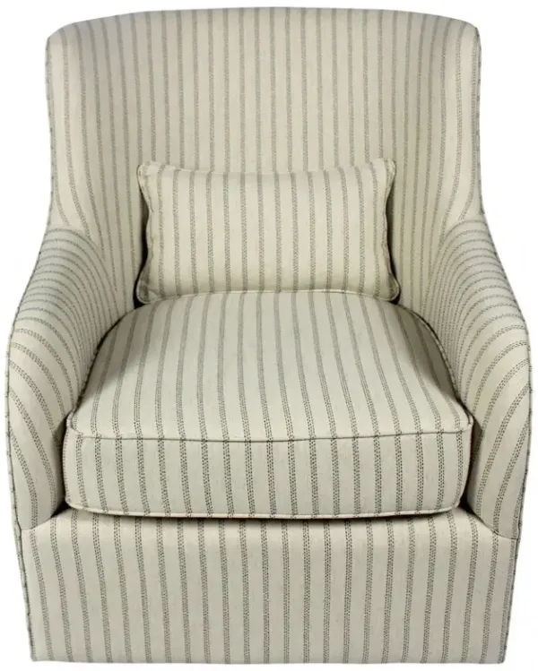 Polyester Blend Striped Swivel Lounge Chair - Natural