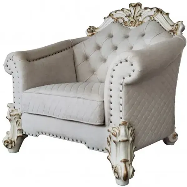 Two Tone Fabric Striped Arm Chair - Ivory And Antique Pearl