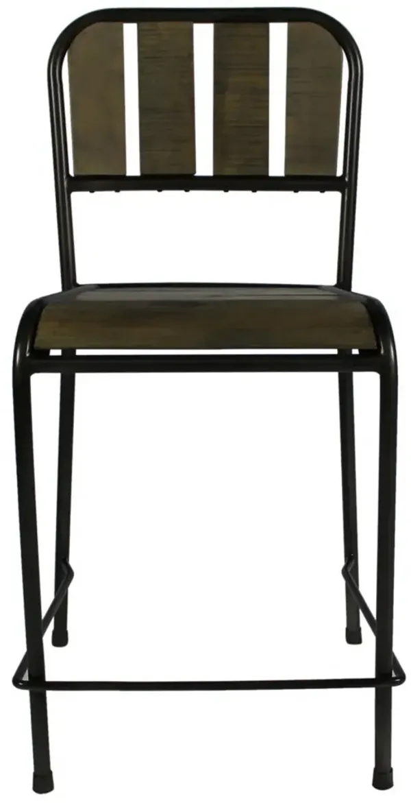 25" Iron Counter Height Bar Chair - Brown And Black