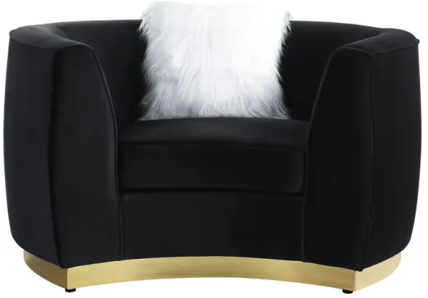 Velvet Chair And A Half - Black