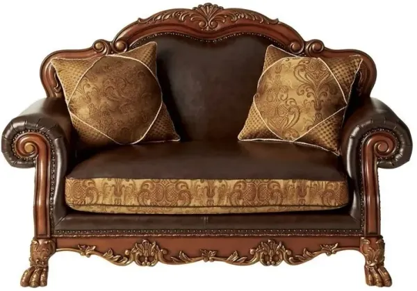 Blossom Pink Faux Leather Floral Tufted Arm Chair - Brown And Cherry