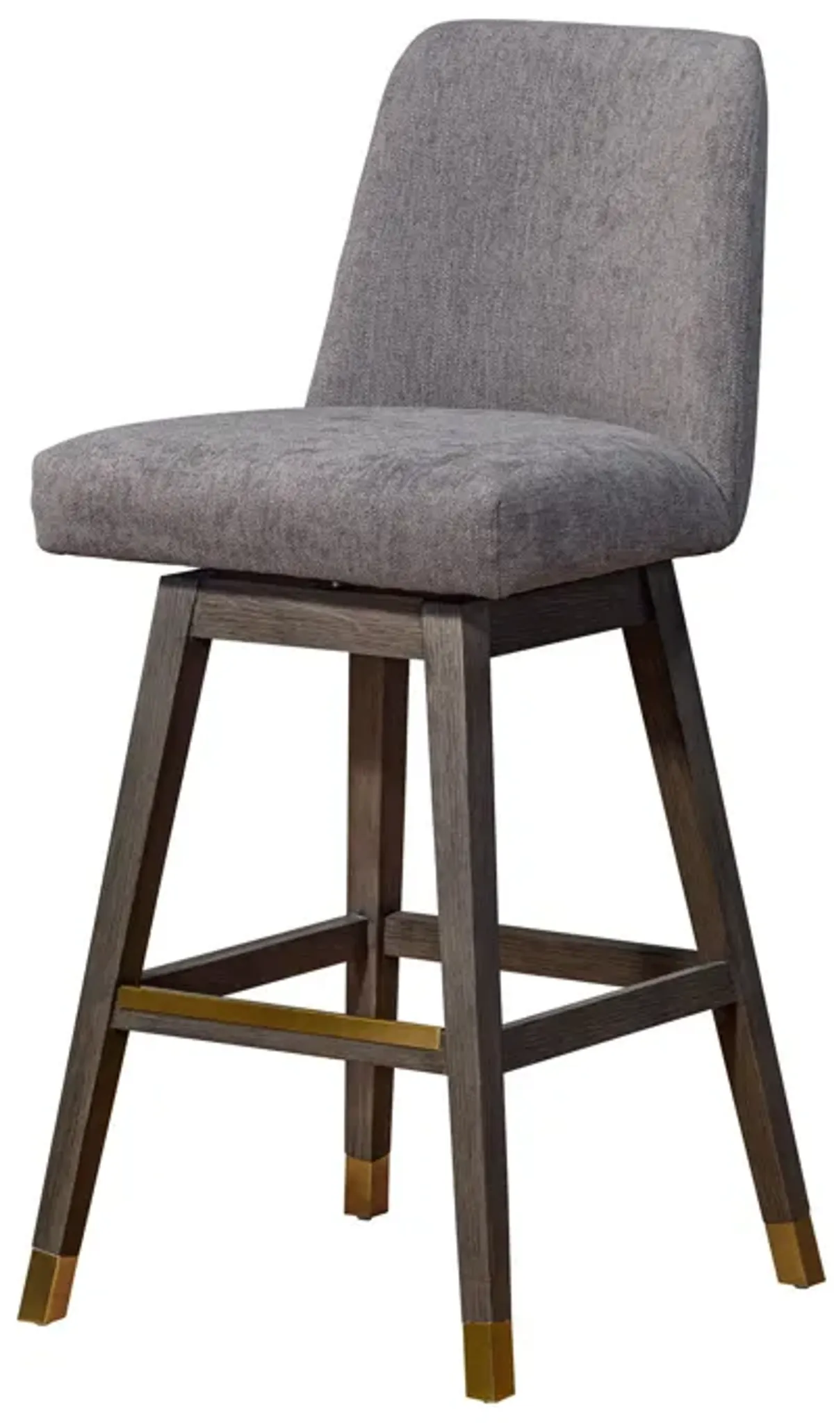 Upholstered And Solid Wood Swivel Bar Chair - Gray And Brown