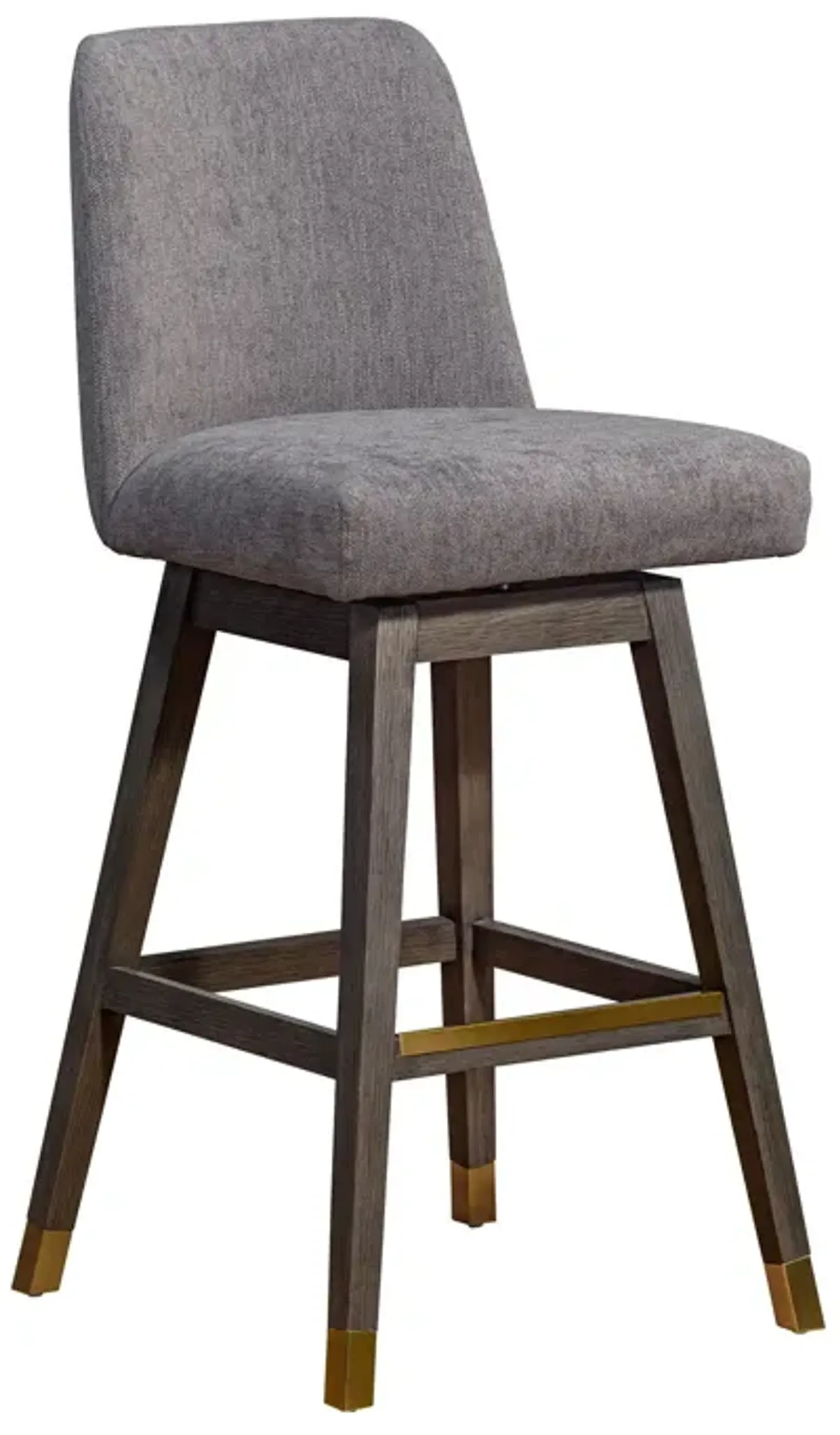 Upholstered And Solid Wood Swivel Bar Chair - Gray And Brown