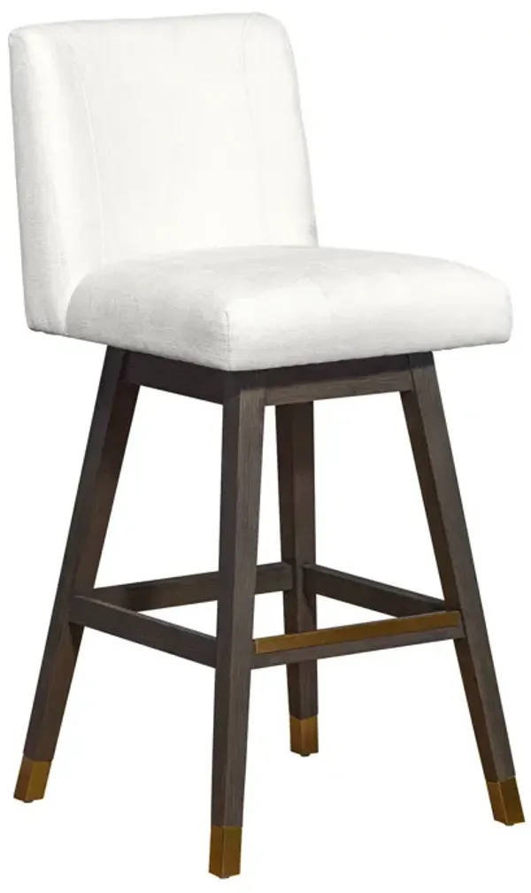Upholstered And Solid Wood Swivel Bar Height Bar Chair - Pearl And Gray
